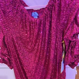 CeCe Fuchsia Sequin Top